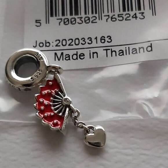 Authentic Pandora *Retired* Sterling Silver Spanish Fan Dangle Charm 797879EN09 - Picture 2 of 10